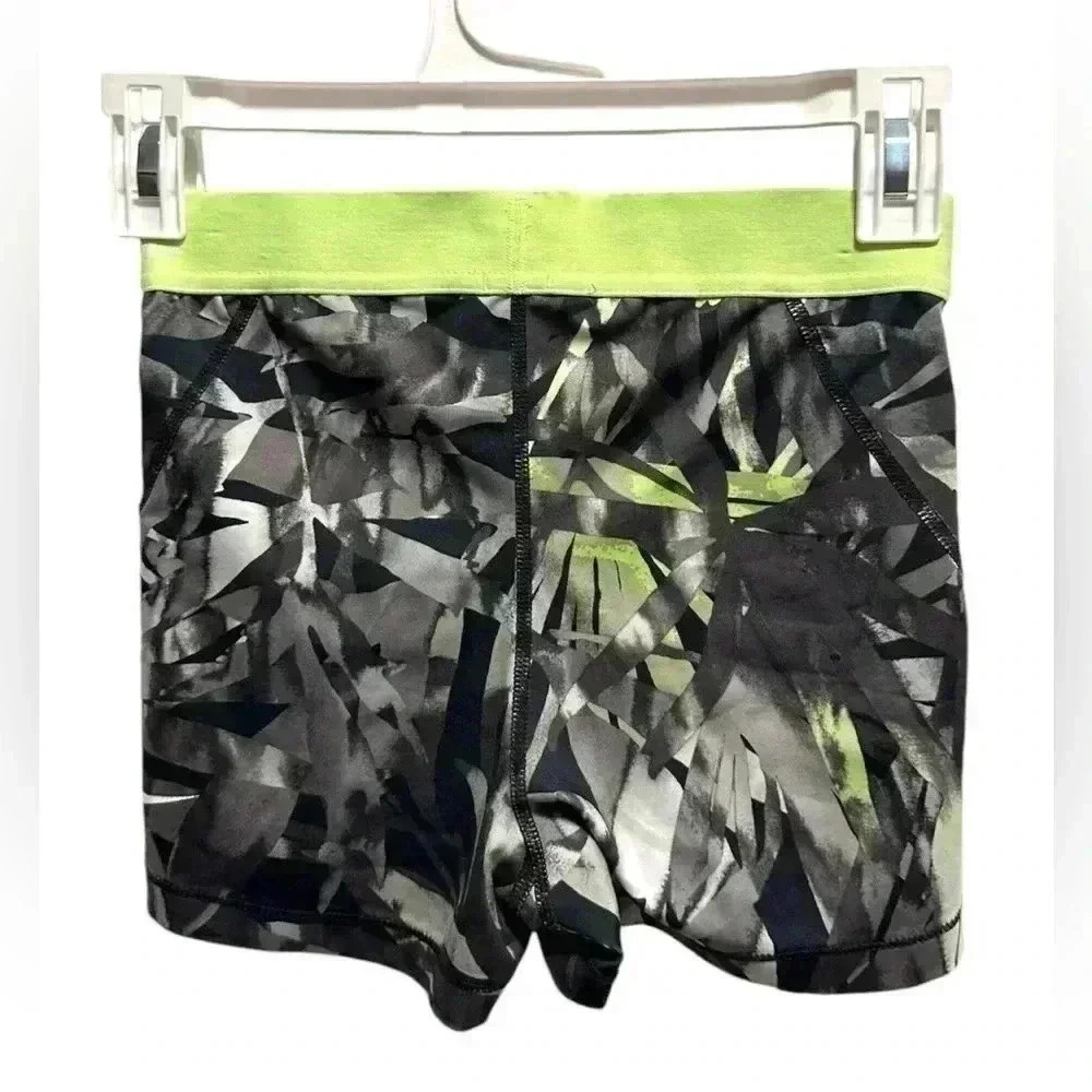 NIKE GRAY AND GREEN SPANDEX SHORTS - Picture 2 of 3